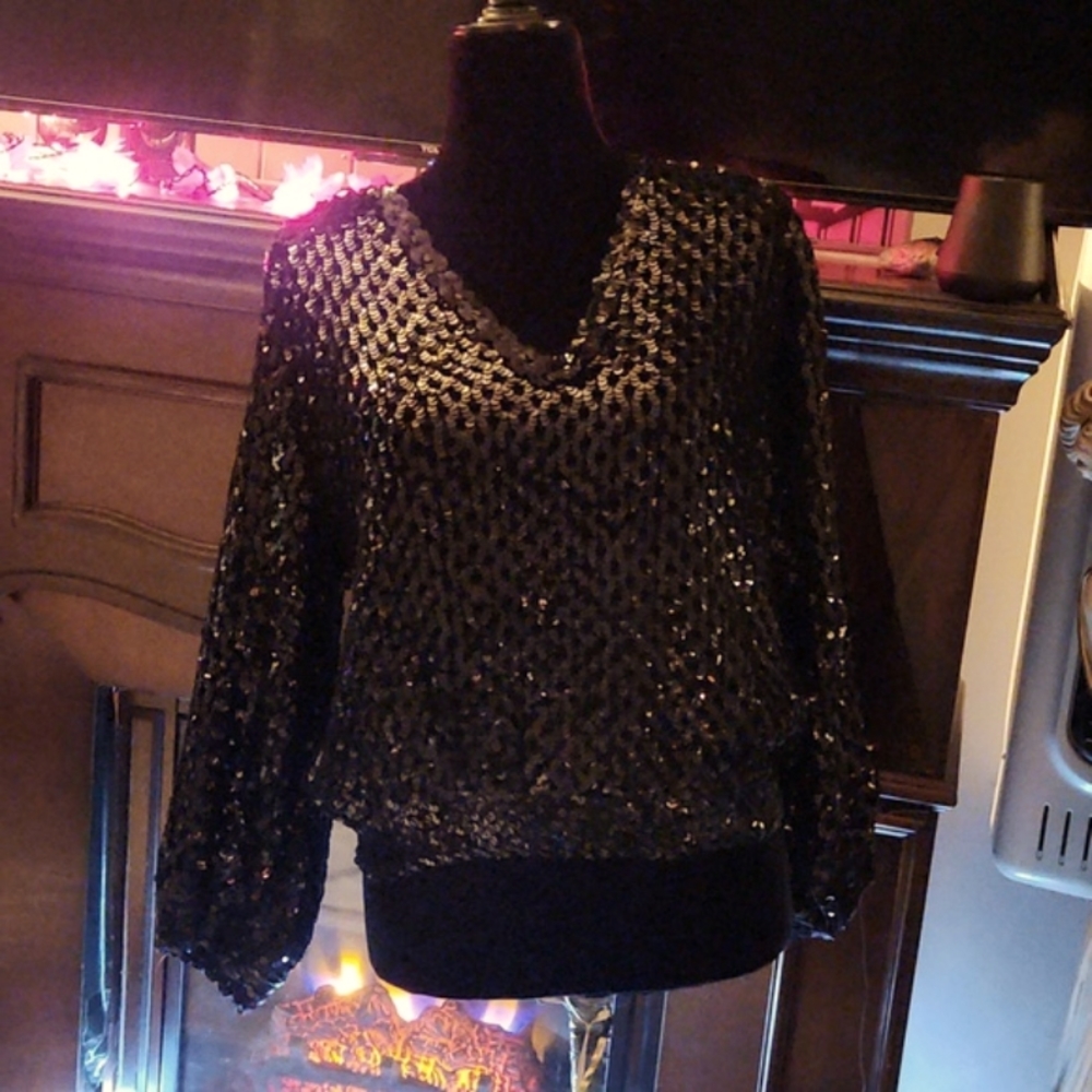 Black Sequence Blouse - image 2